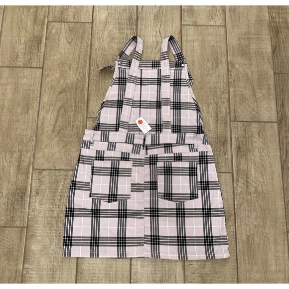 NWT VTG Y2K Like An Angel Overall Skirt 1X Plus Lavender Black Plaid Skater Goth - Picture 2 of 11